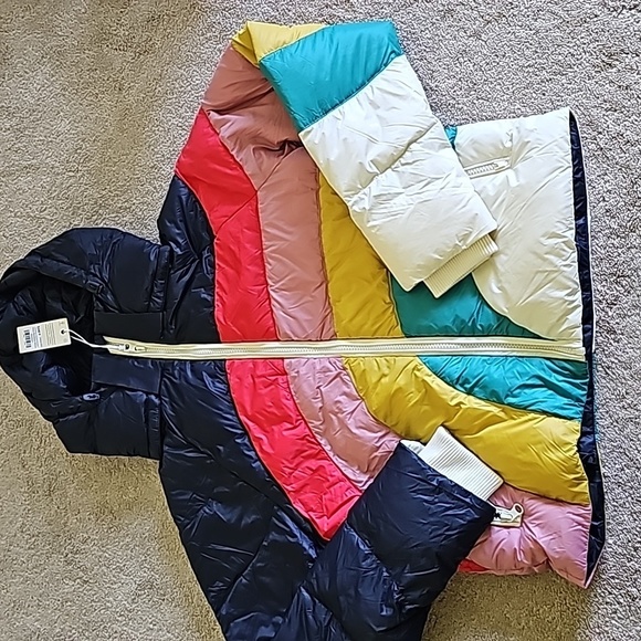 Marine layer Apres Puffer in Navy Rainbow Wave - Picture 7 of 10